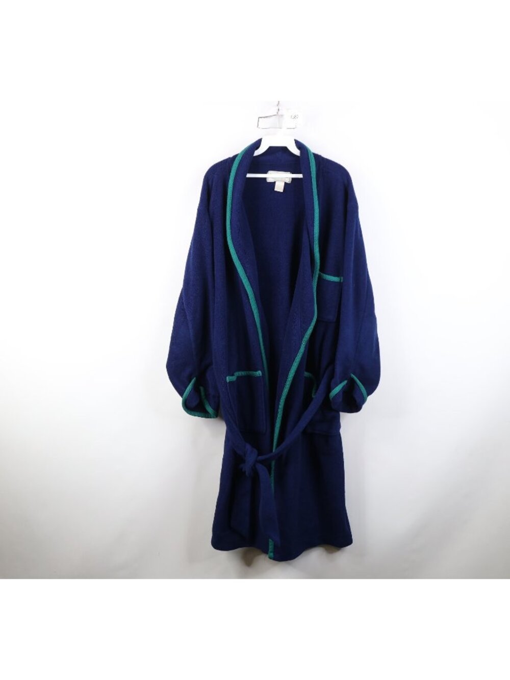 Vtg 90s LL Bean Mens Medium Piped Trim Belted Fleece Bath Robe Loungewear USA